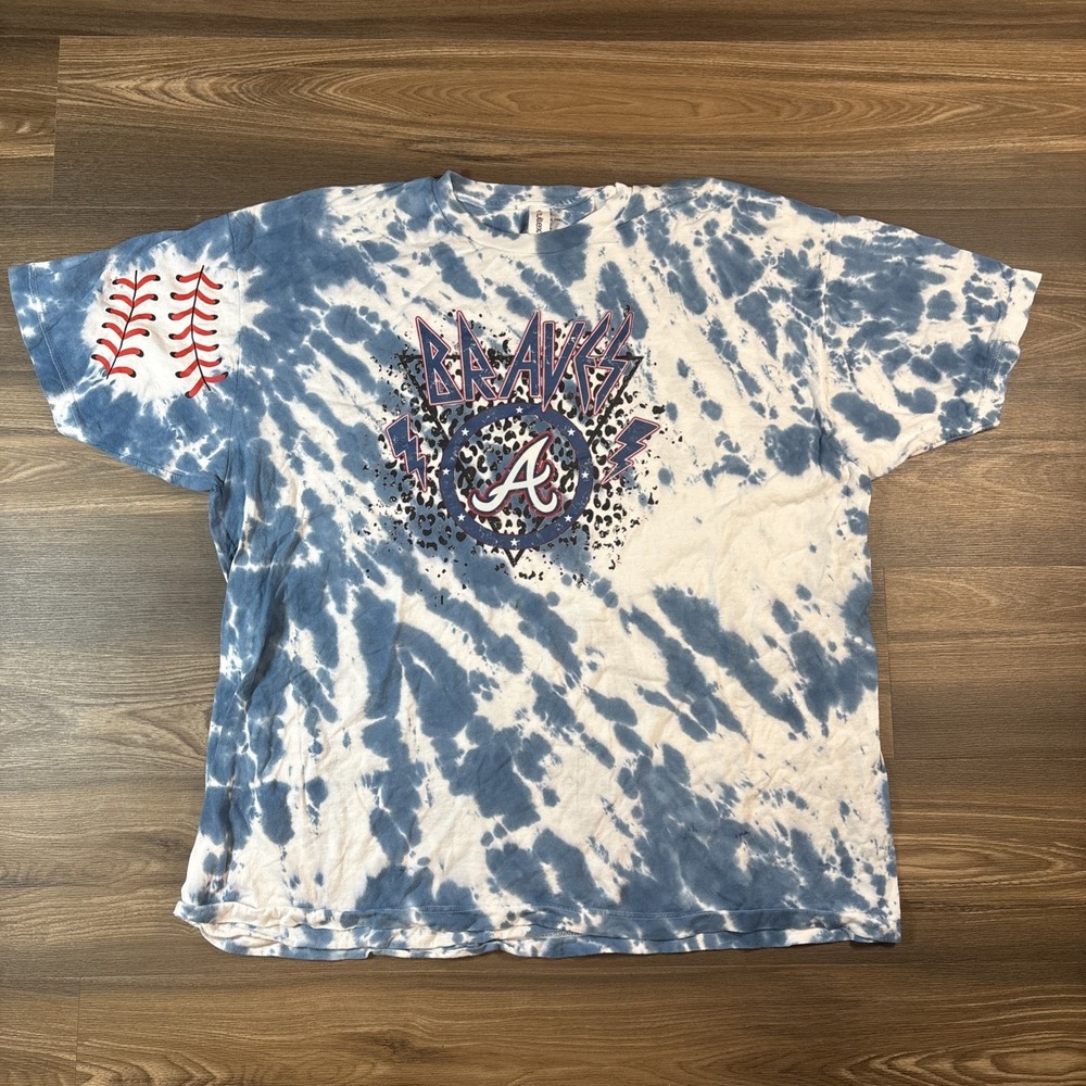 Atlanta Braves Tie Dye Graphic T Shirt With Baseball Design